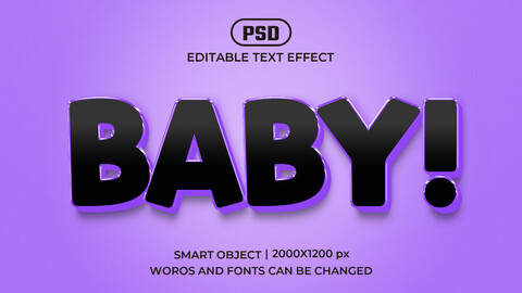 Baby PSD fully editable text effect. Layer style PSD mockup template