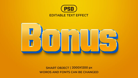 Bonus PSD fully editable text effect. Layer style PSD mockup template