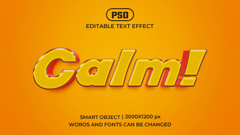 Calm PSD fully editable text effect. Layer style PSD mockup template