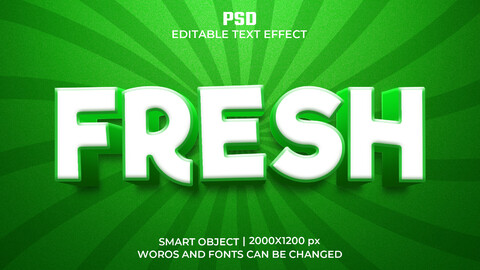 Fresh PSD fully editable text effect. Layer style PSD mockup template