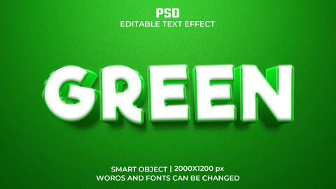 Green PSD fully editable text effect. Layer style PSD mockup template