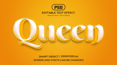 Queen PSD fully editable text effect. Layer style PSD mockup template