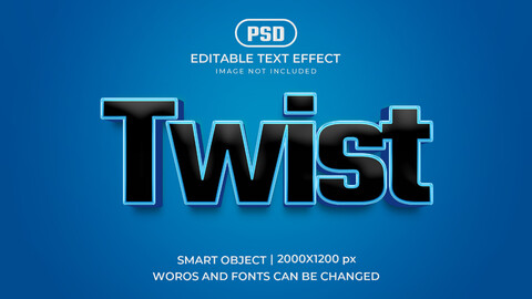 Twist PSD fully editable text effect. Layer style PSD mockup template