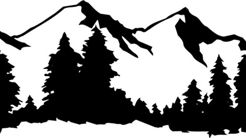 Snow Mountain View, svg vector file, laser cut file, cricut file, engraving file, cnc cut file, Eps file