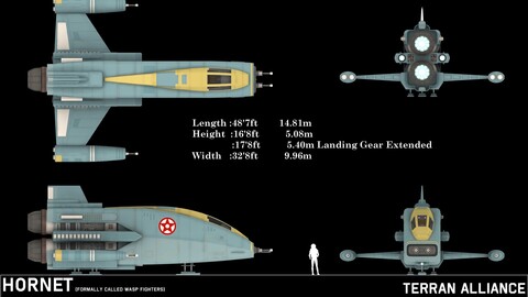 Terran Space: Hornet Fighters  - Lightwave3d & obj formats