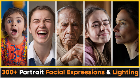 Portrait Pack: 300+ Facial Expressions & Dynamic Lighting References for Character Design , Illustration , Artists & Creatives