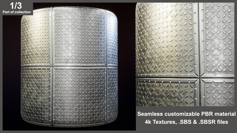 Seamless Tillable PBR Metal Floor Material Textures (Sci-fi, industrial, pattern, architectural, flooring )