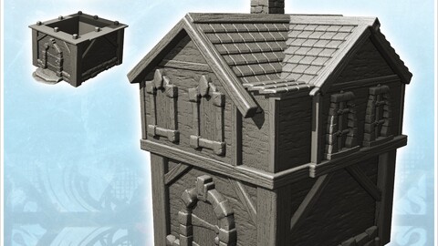 Medieval house with fireplace and tiled roof (5) | STL for 3D Printing Printer | Hard Surface