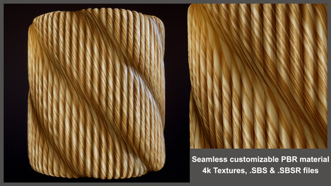 Seamless PBR Rope Material Texture (antique, stylized)