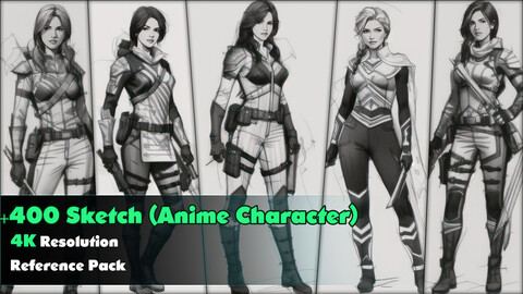 +400 Sketch (Anime Character ) Reference Pack _4k_ V60