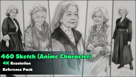 460 Sketch (Anime Character ) Reference Pack _4k_ V61