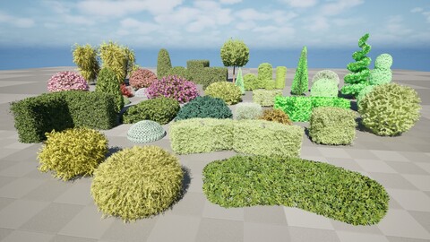 Shaped Bushes 3D Pack v01