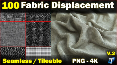 100 Ultra High-Quality Fabric Displacements / Fabric Alpha (Seamless and Tileable) Vol 2