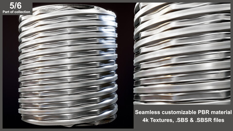 Flexible Metal Hose Customizable PBR Material Textures (flex, plumbing, equipment, industrial)