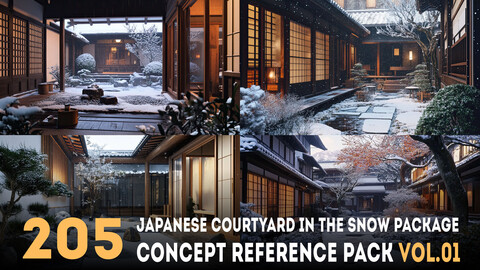 205 arts - Japanese Courtyard in the Snow Reference Package Vol.01 - More Than 6K Resolution