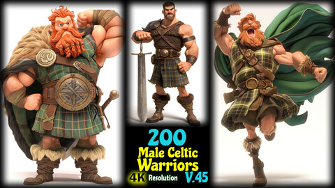 200 Male Celtic Warriors - 4K Resolution - V.45