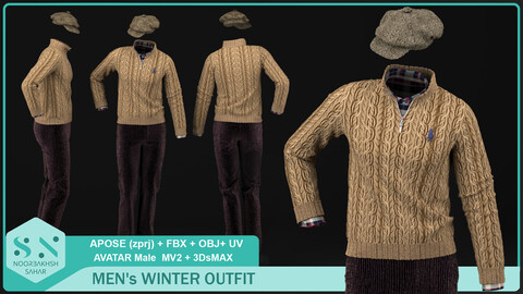 MEN's WINTER OUTFIT (CLO3D, MD PROJECTS (zprj)+OBJ+FBX+UV+3DsMAX (max))