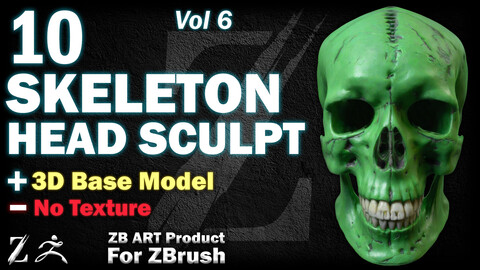 10 ZB ART Skeleton Head Sculpt (3D Base Model) - Vol 6