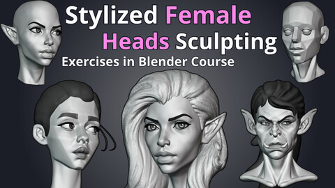 Stylized Female Heads Sculpting in Blender Course