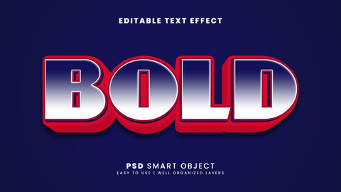 3D Bold. PSD fully editable text effect. Layer style PSD mockup template