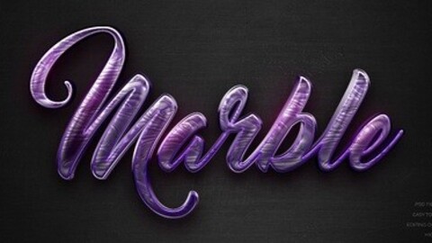 3D Marble. PSD fully editable text effect. Layer style PSD mockup template