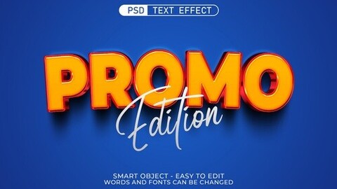 3D Promo. PSD fully editable text effect. Layer style PSD mockup template