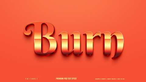 3D Burn. PSD fully editable text effect. Layer style PSD mockup template