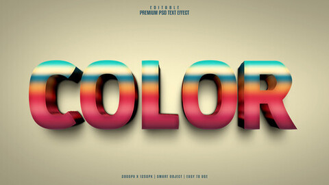 3D Color. PSD fully editable text effect. Layer style PSD mockup template