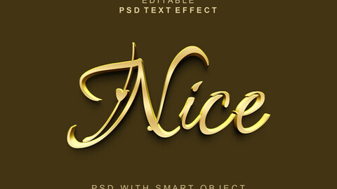 3D Nice. PSD fully editable text effect. Layer style PSD mockup template