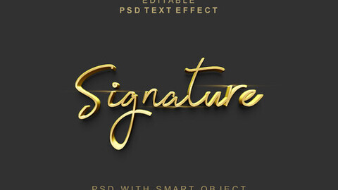 3D Signature. PSD fully editable text effect. Layer style PSD mockup template