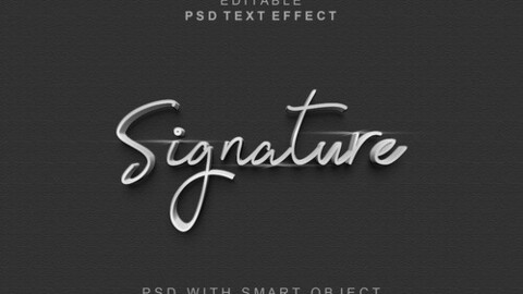 3D Signature. PSD fully editable text effect. Layer style PSD mockup template