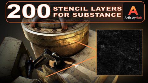 200 Stencils Imperfection for Substance Painter (COUPON Applied)