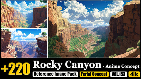 220 Rocky Canyon - Anime Concept Reference Image Pack v.153 |4K|