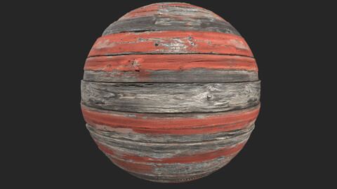 Tileable Weathered Red Painted Wood PBR Texture