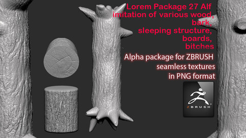 alpha package for ZBRUSH- wood,bark of trees