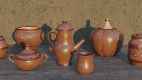 Set of clay pots