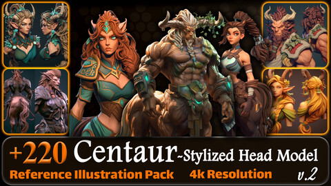 220 Centaur - Stylized Head Model Reference Pack | 4K | v.2