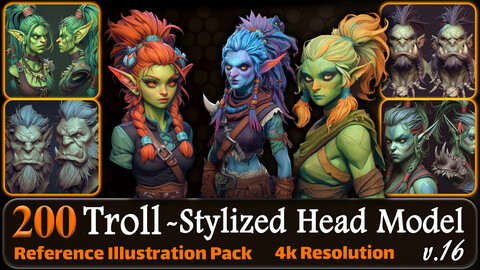 200 Troll - Stylized Head Model Reference Pack | 4K | v.16