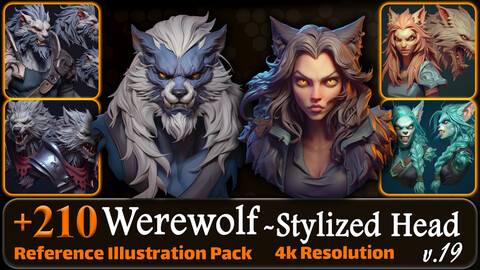 210 Werewolf - Stylized Head Model Reference Pack | 4K | v.19