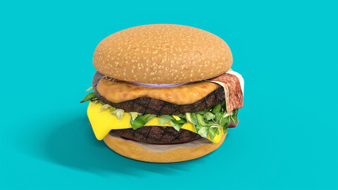 BURGER Low-poly Game ready 3D model I PhotoRealistic