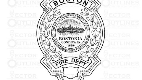 Boston Fire Dept. Badge svg dxf cnc laser cutting file vector file, svg dxf file for laser cutting, laser engraving, Cricut cut file, cnc router file, EZ Cad file