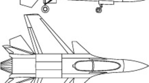 Sukhoi S-54 2view line drawing, svg vector file, laser cut file, cricut file, engraving file, cnc cut file, Eps file