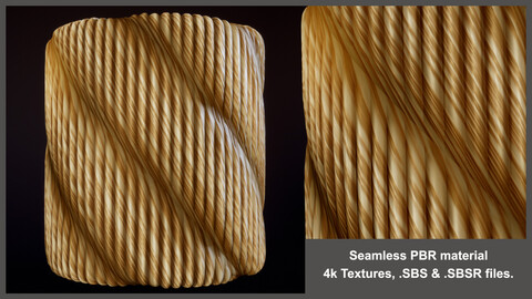 Seamless PBR Rope Material Texture (antique, stylized)