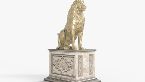 Lion Statue Low-poly 3D model