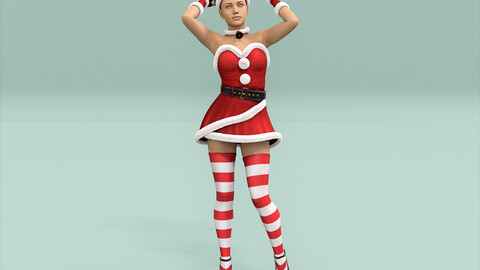 Christmas Santa Dress Outfit Low-poly 3D model