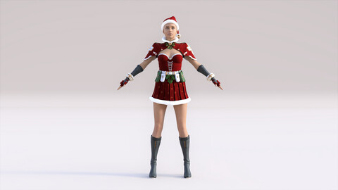 Christmas Santa Dress Clothing Outfit Low-poly 3D model