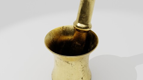 Antique Metallic Mortar and Pestle 3D Model – High-Quality PBR Textures