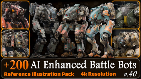 200 Fantasy AI Enhanced Battle Bots Reference Pack | 4K | v.40