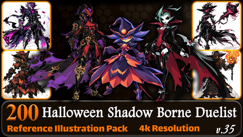 200 Anime Halloween Shadow Borne Duelist (Full Body) Reference Pack | 4K | v.35