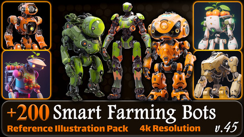 200 Fantasy Smart Farming Bots Reference Pack | 4K | v.45